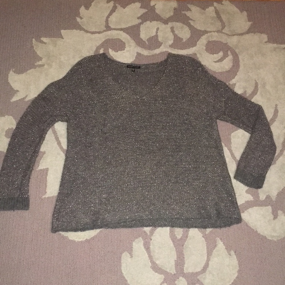 Oversized metallic v-neck sweater